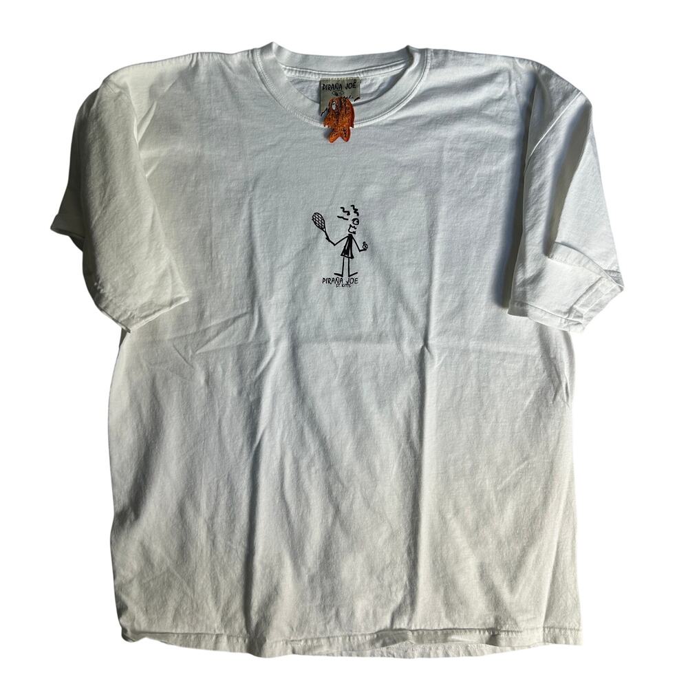Pirana Joe St Kitts West Indies Tennis Graphic T-Shirt Mens Size XL White